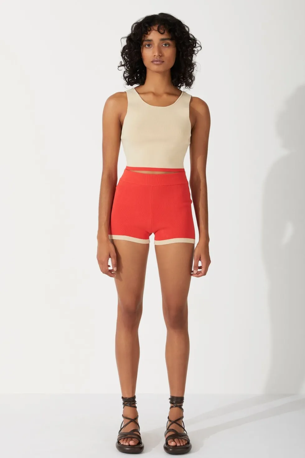 Discount 'Sand Contrast Organic Cotton Blend Knit Top' Tops