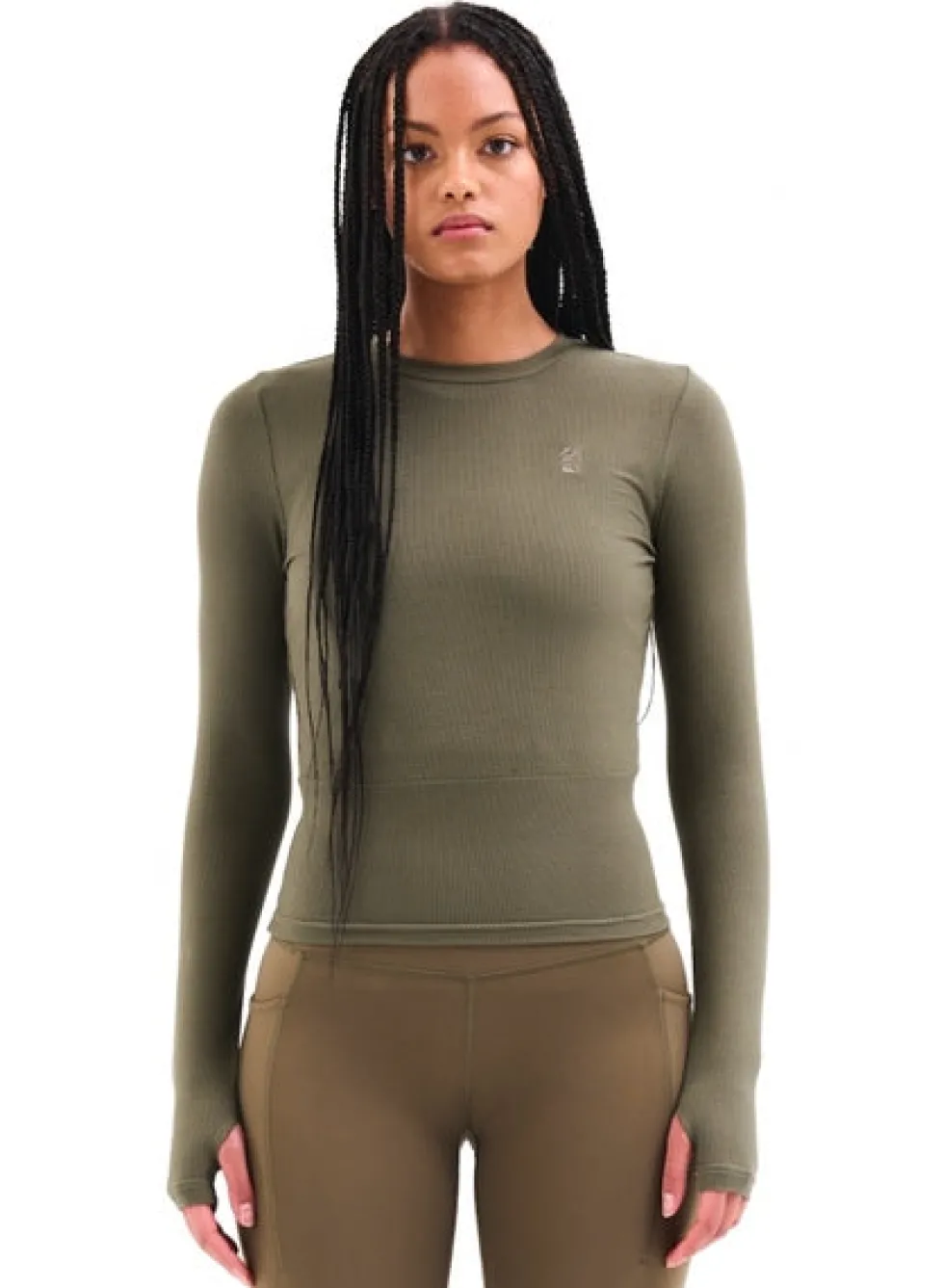 Fashion 'Free Play 2.0 LS Rib Tee' - Khaki Activewear