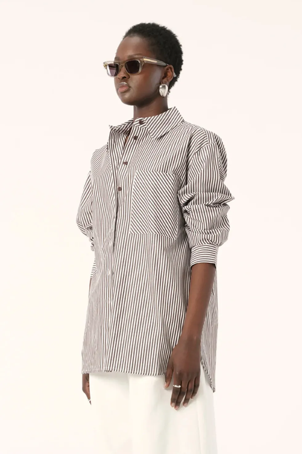 Outlet 'Faye Shirt'- Chocolate Stripe Shirts