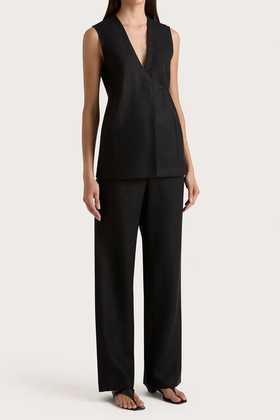 Online 'Lulea Wrap Vest' - Black Tops|Sets