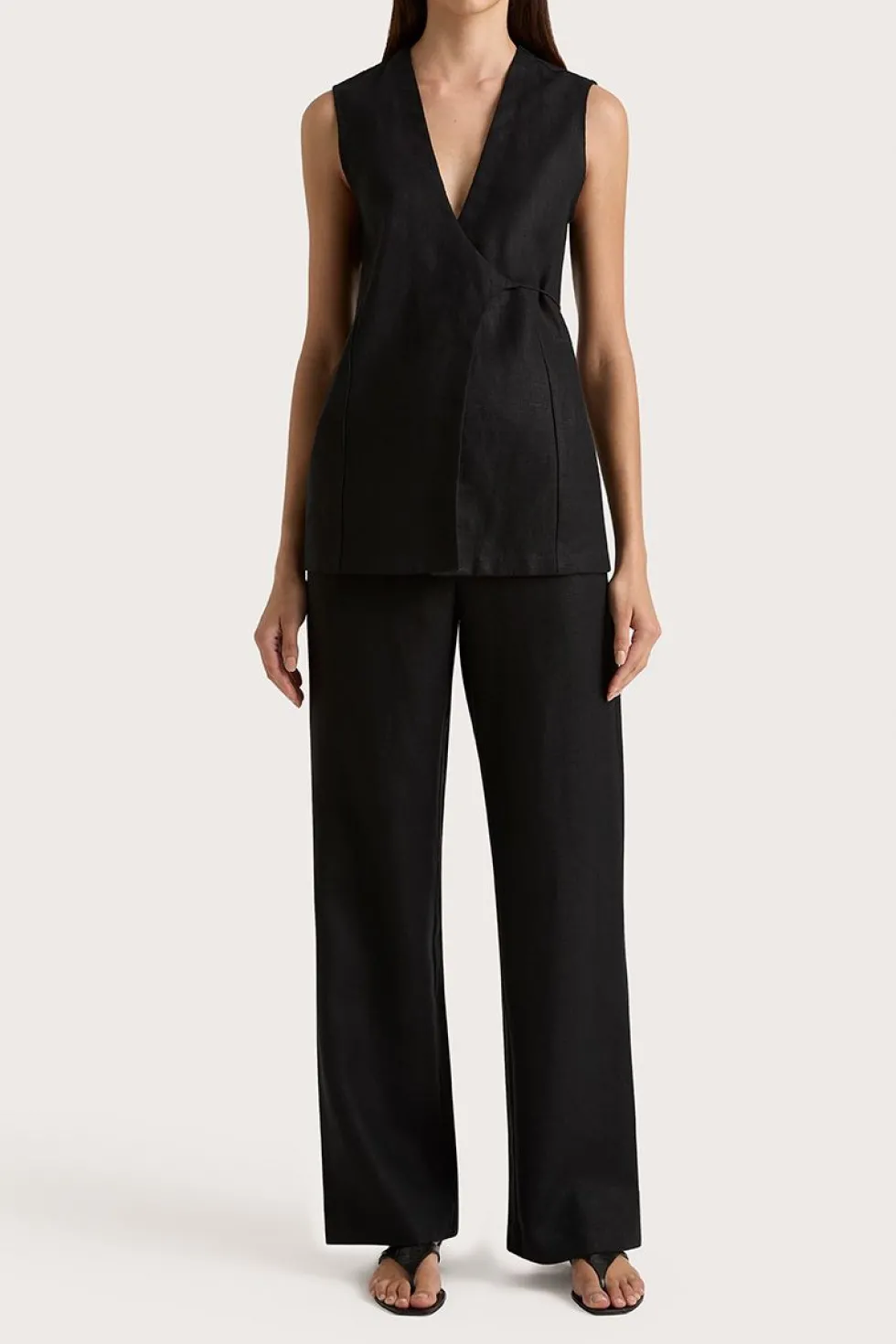 Online 'Lulea Wrap Vest' - Black Tops|Sets