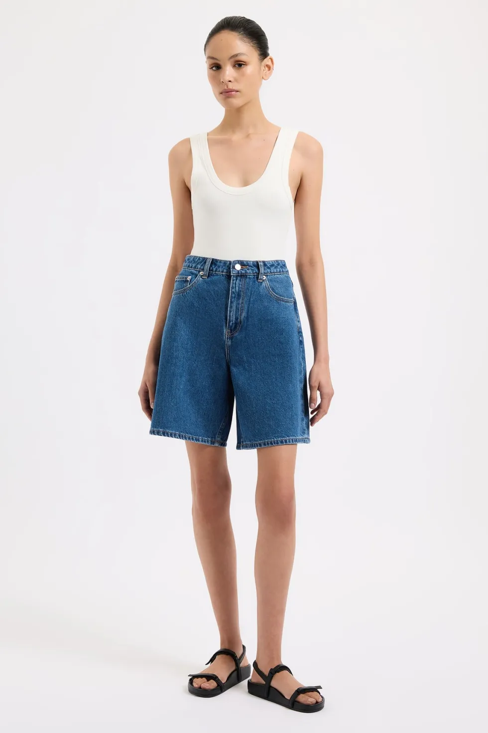 Hot 'Organic Longline Denim Short' - Vintage Blue Shorts|Denim