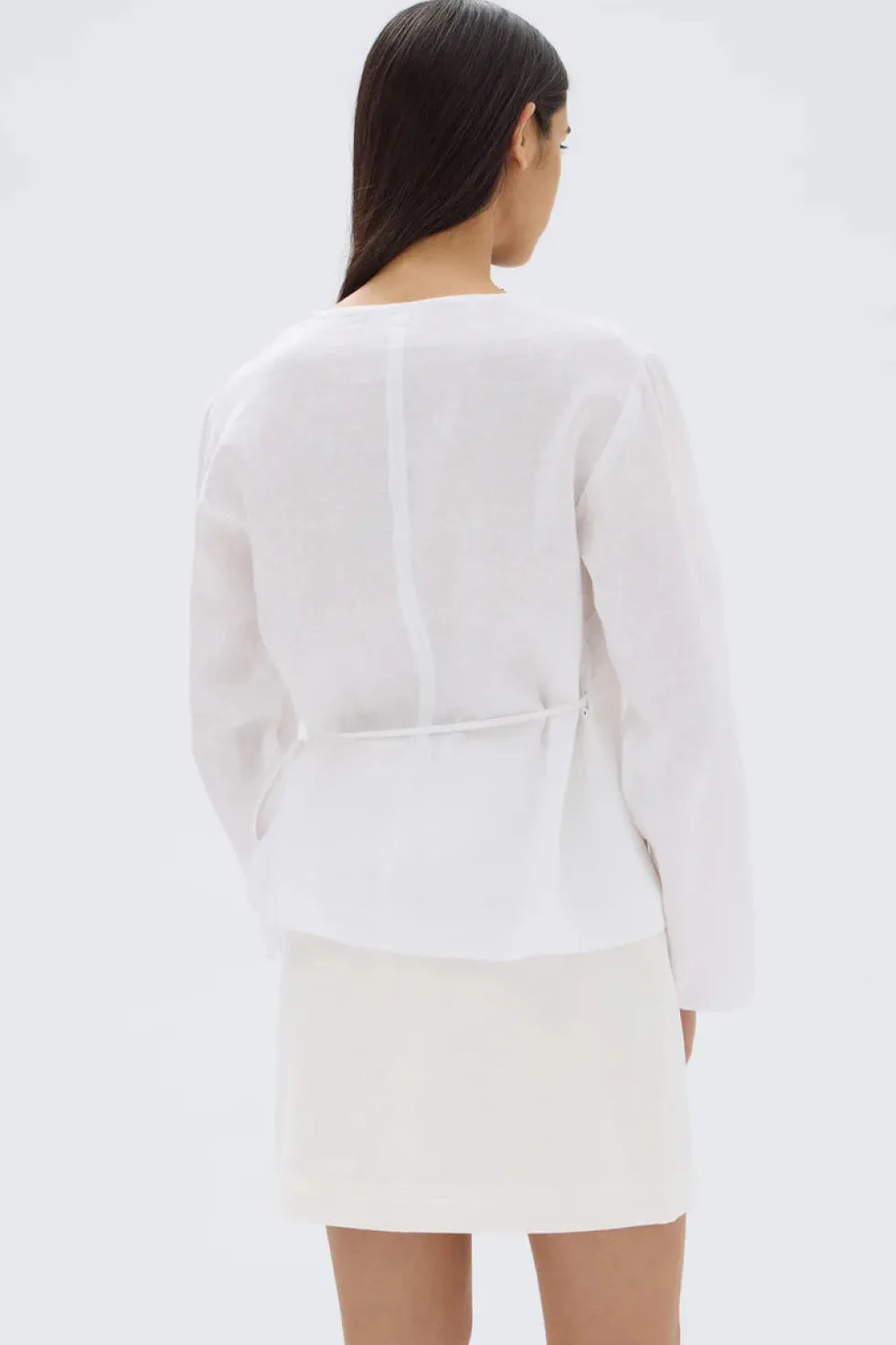 Online 'Renee Linen Long Sleeve Top' - White Tops