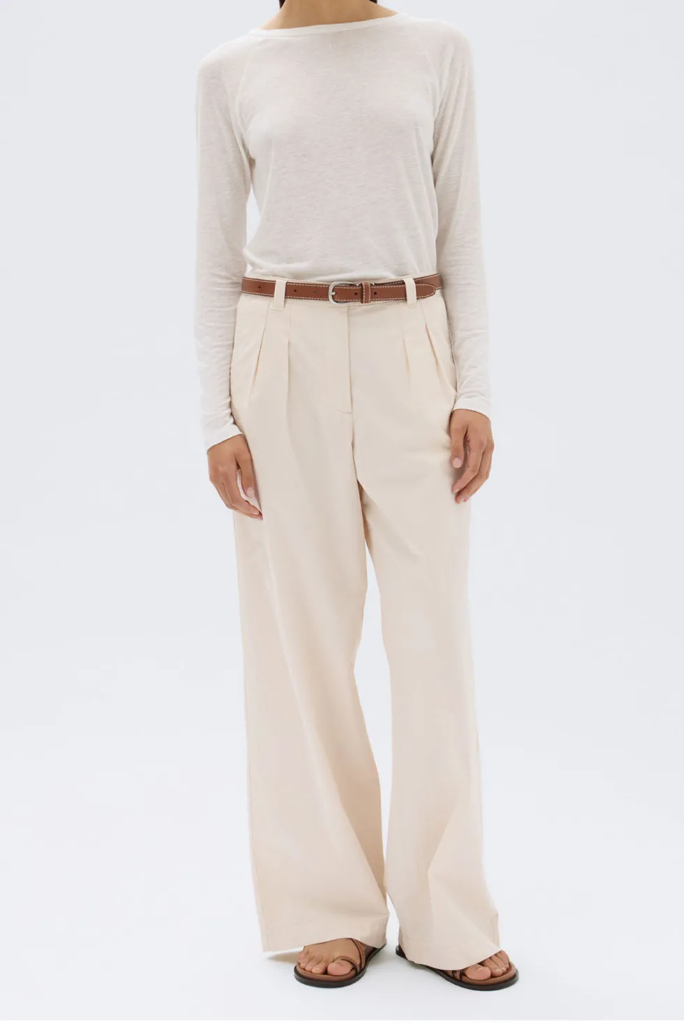 Clearance 'Haven Twill Pant'- Cream Bottoms