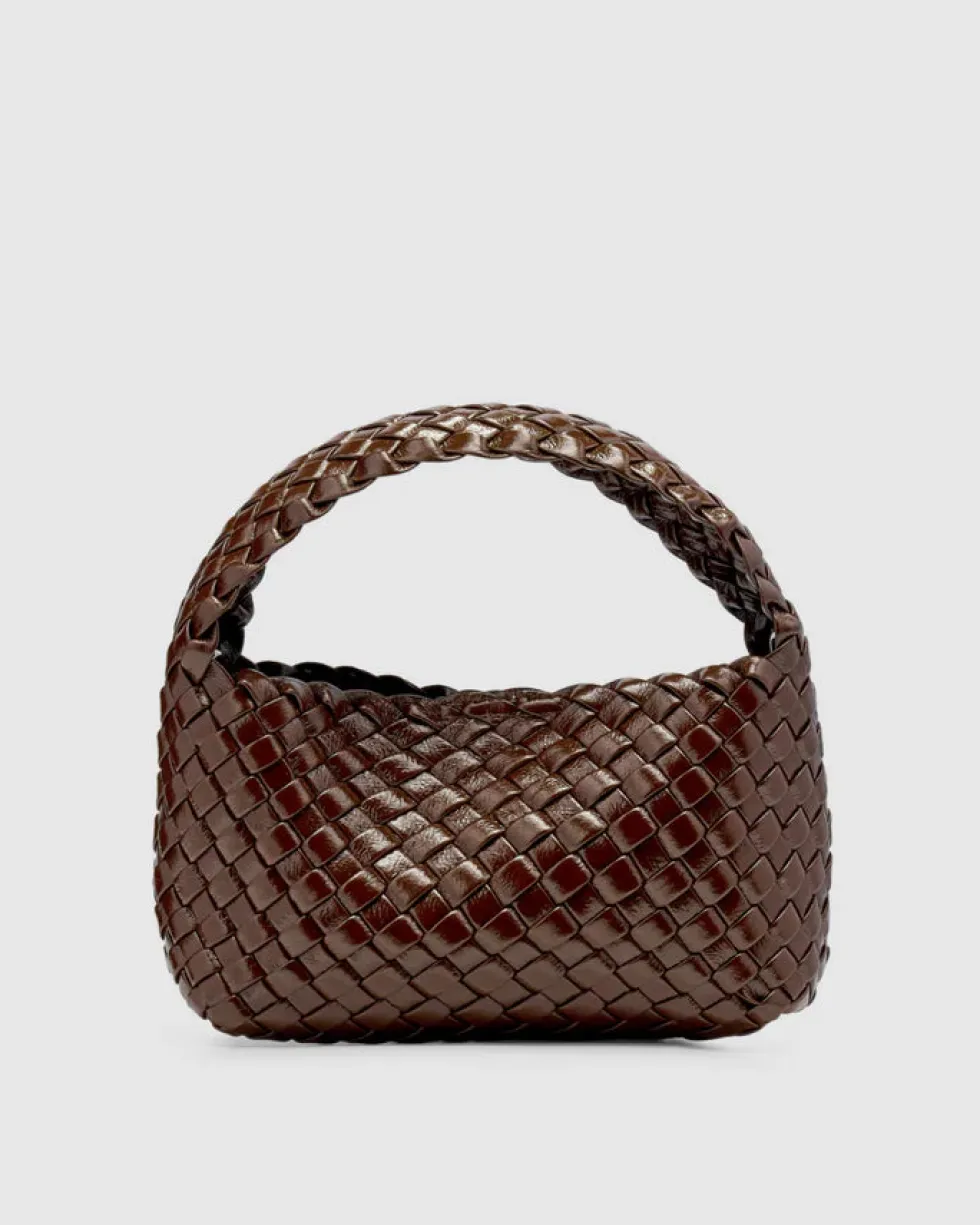Best 'Luca Mini Woven Glossy Crinkle Bag ' - Chocolate Bags