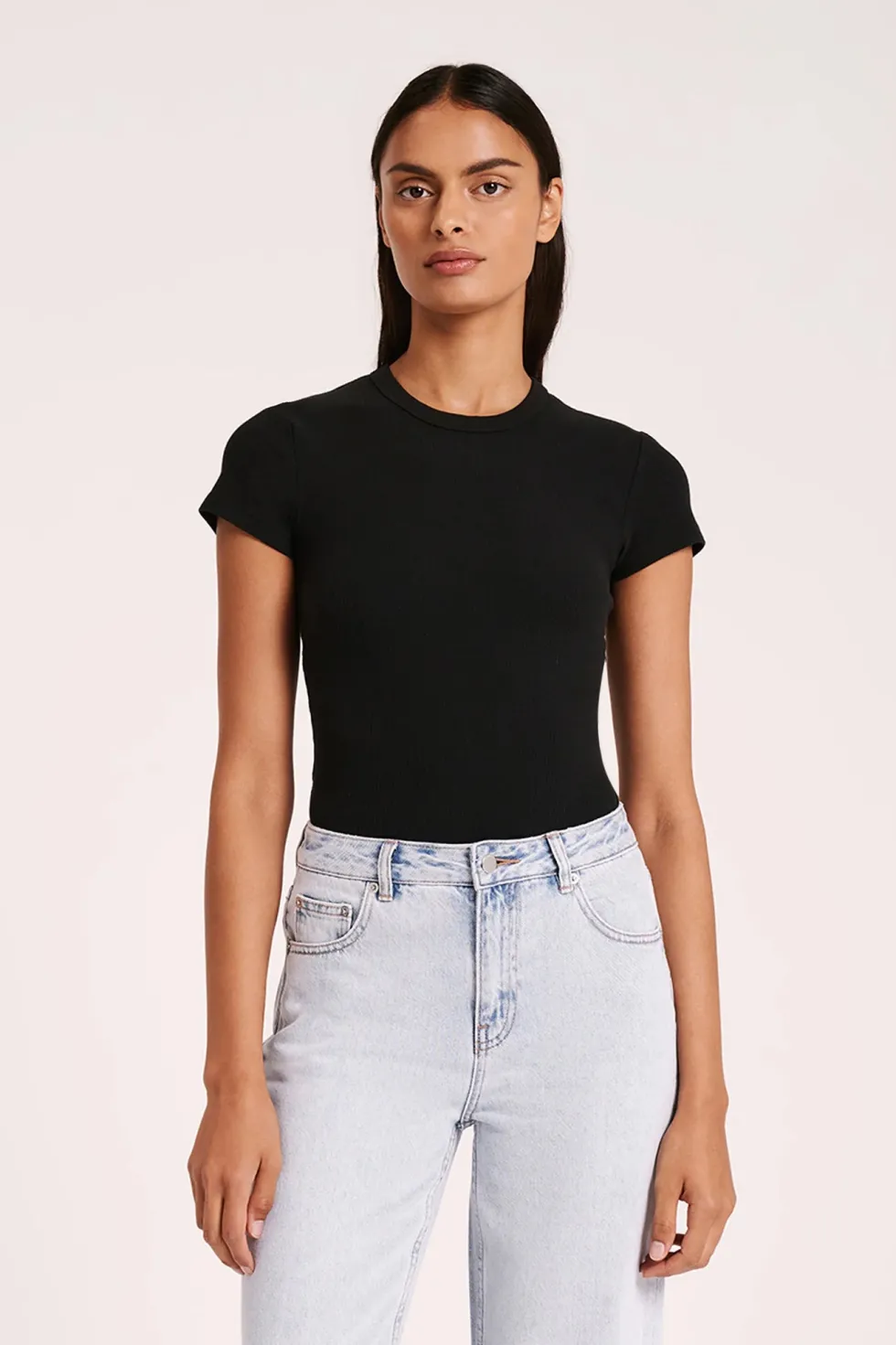 Hot 'Organic Rib SS Tee' - Black Tops|Basics