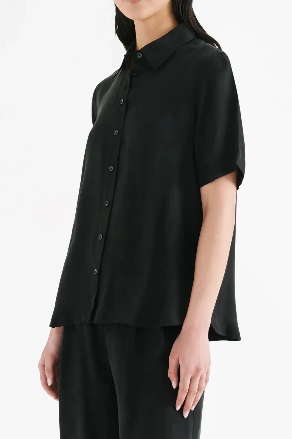 Fashion 'Lea Cupro Shirt' - Black Shirts|Sets