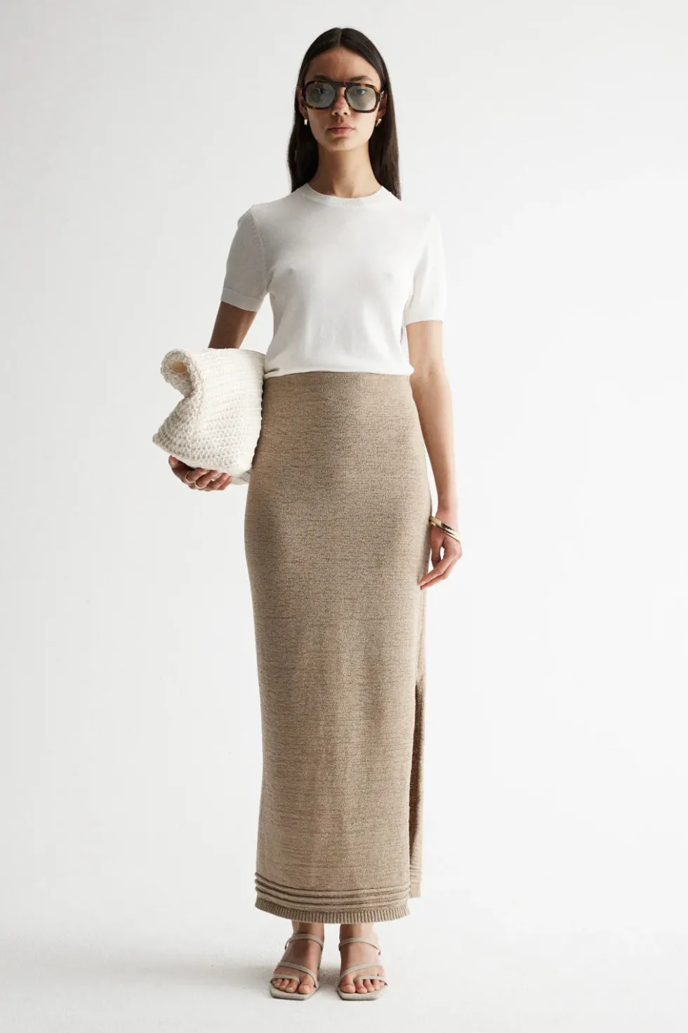 New 'Arnu Knit Skirt' - Taupe Skirts|Basics